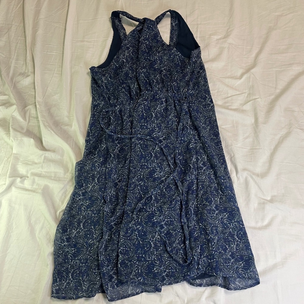 Converse One Star Dress Womens M Blue Paisley Halter Chiffon Keyhole Back Mini
